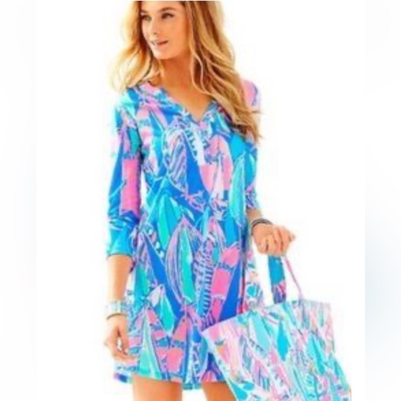 NWT Lilly Pulitzer Ali Dress Out to Sea Style 20417 Size S 100% Pima Cotton - Picture 1 of 11